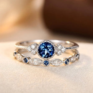 Isadora Blue Halo Ring