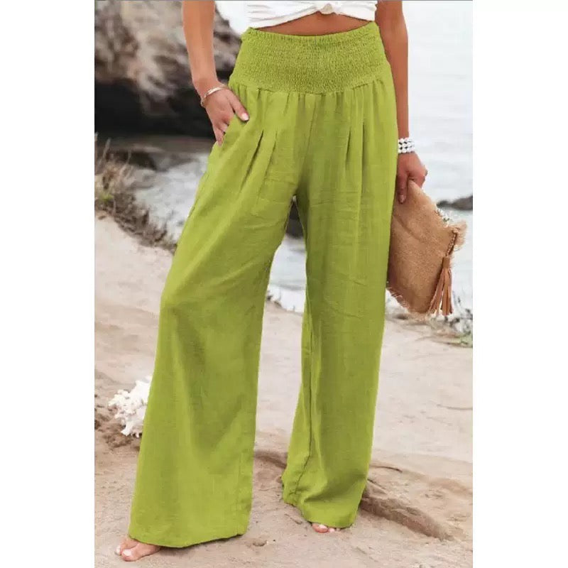 Solea Smocked Wide-Leg Pants