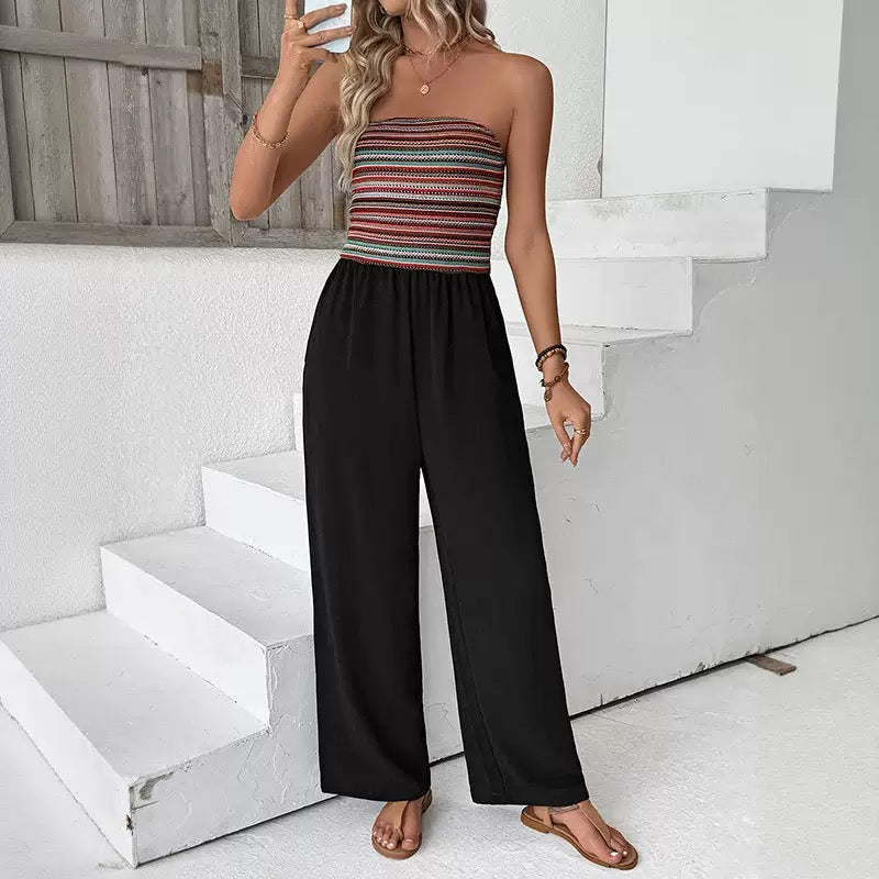 Coastal Smocked Strapless Jumpsuit