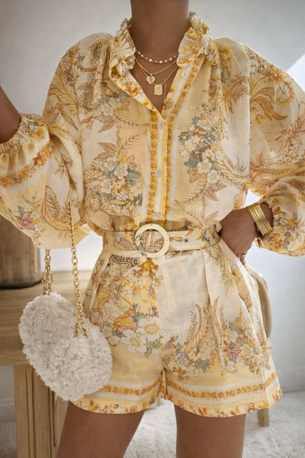 Printed Playsuit with Belt