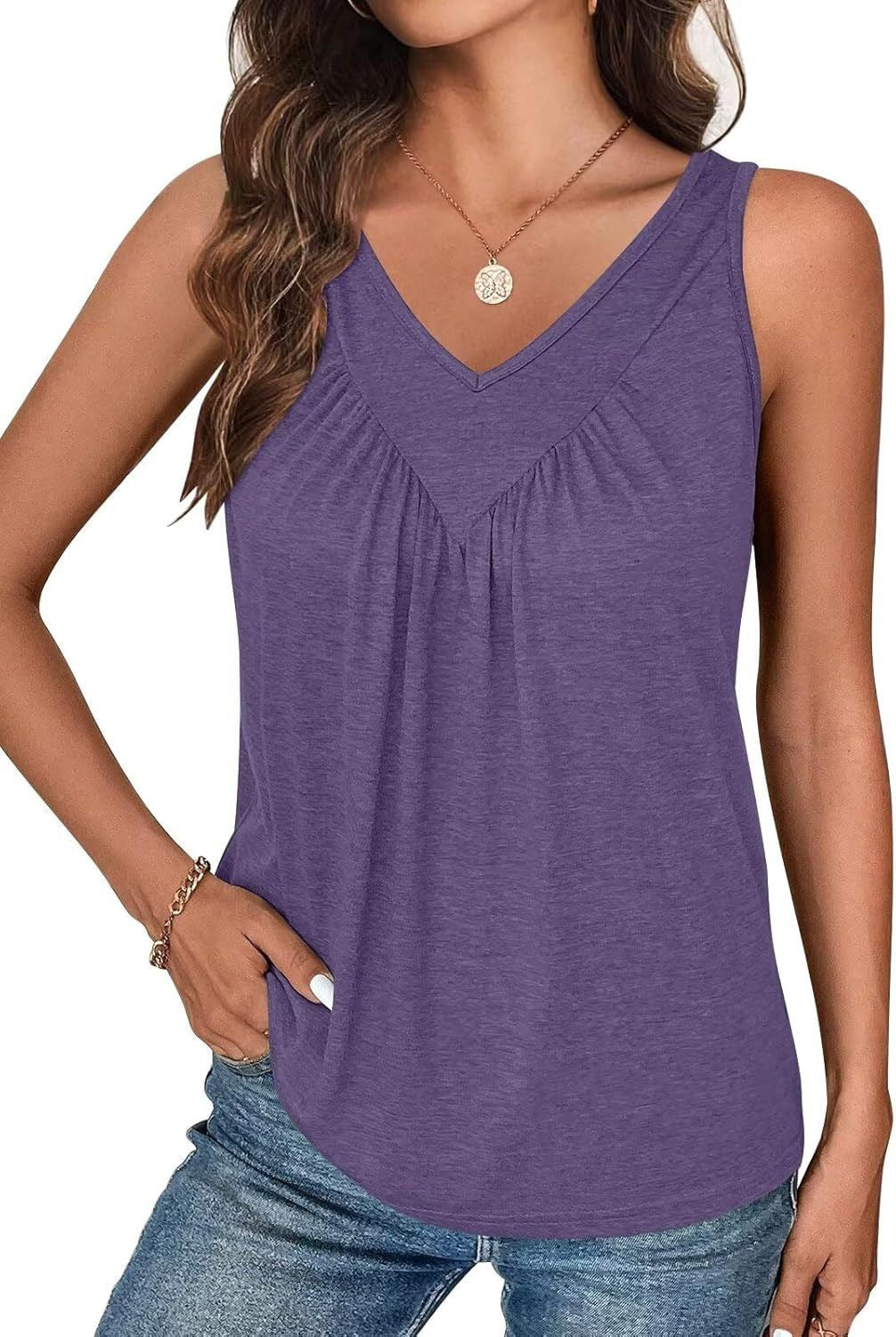 Relaxed V-Neck Sleeveless Top