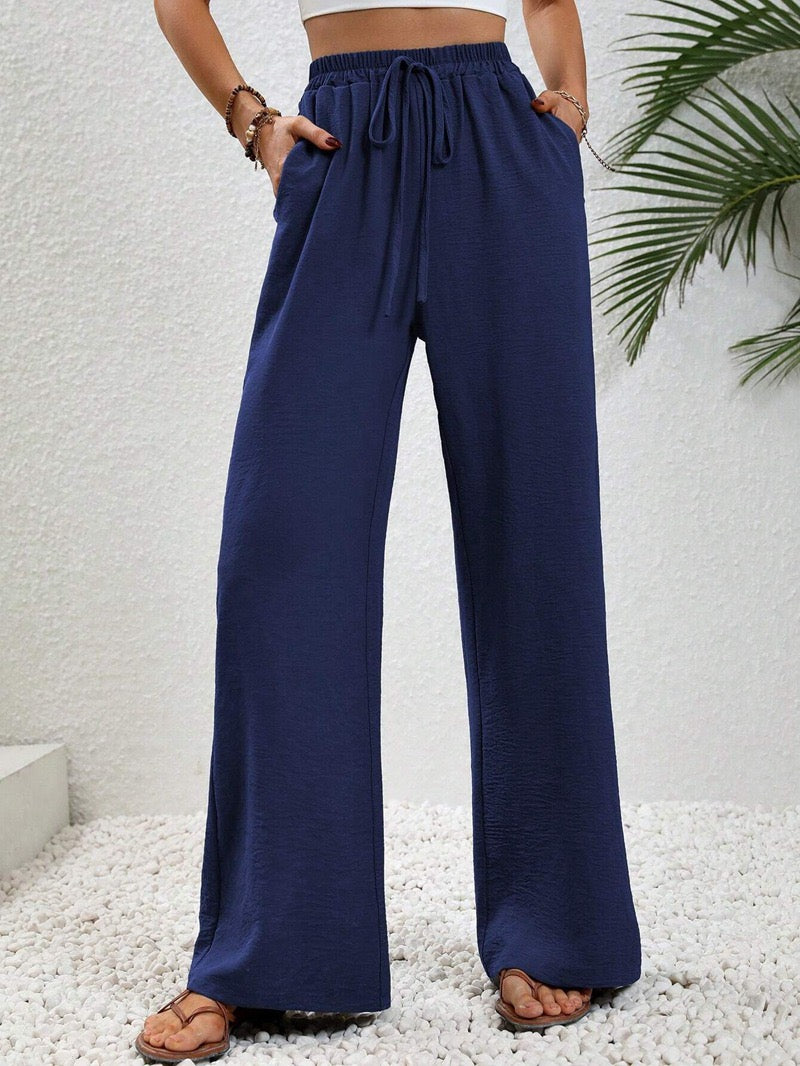 Relaxed Wide-Leg Drawstring Trousers