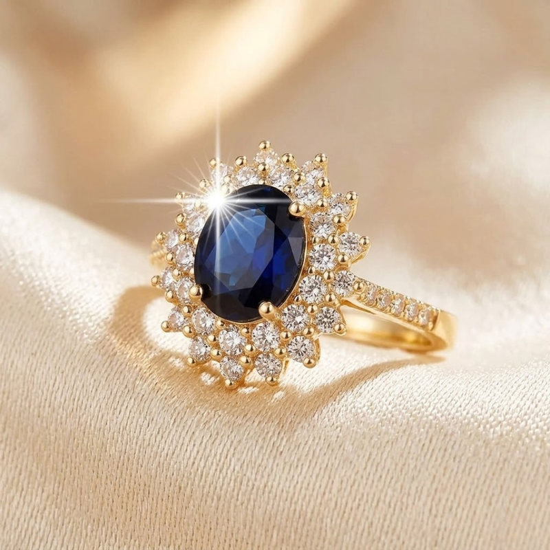 Victoria Sapphire Halo Ring