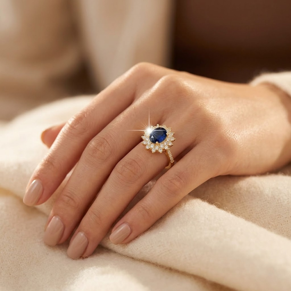 Victoria Sapphire Halo Ring