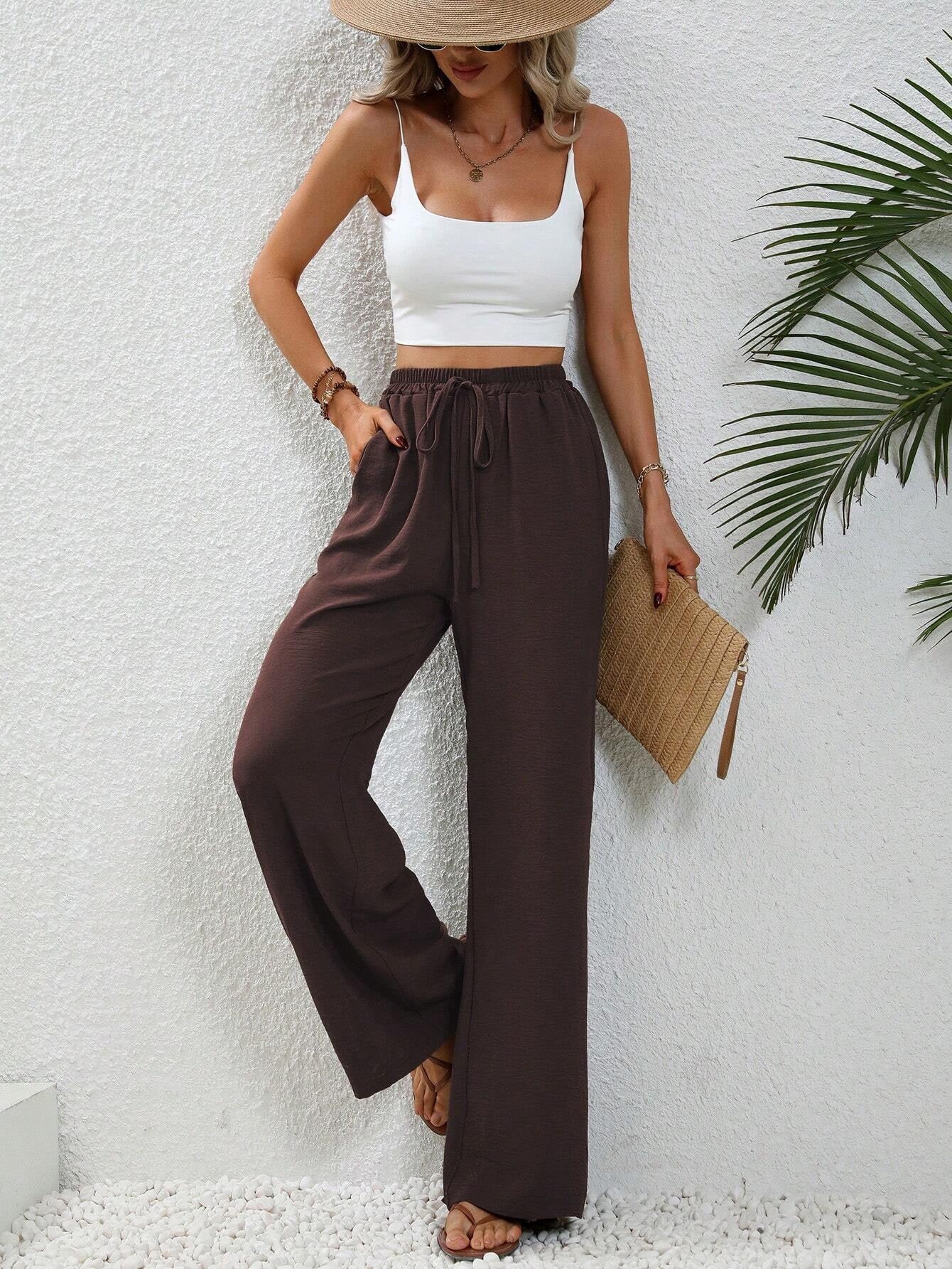 Relaxed Wide-Leg Drawstring Trousers