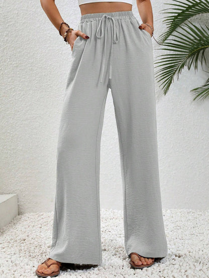 Relaxed Wide-Leg Drawstring Trousers