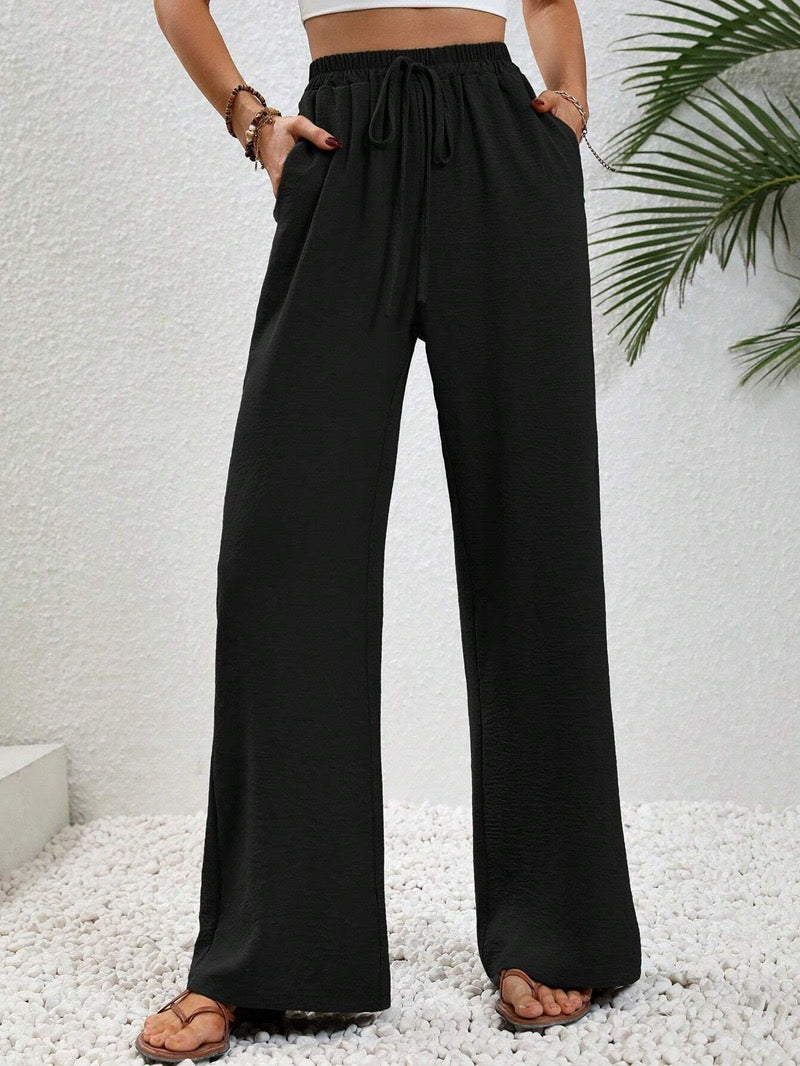 Relaxed Wide-Leg Drawstring Trousers