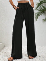 Relaxed Wide-Leg Drawstring Trousers