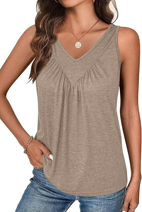Relaxed V-Neck Sleeveless Top