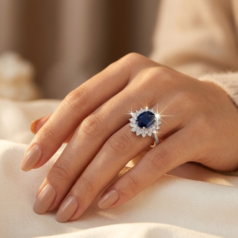 Victoria Sapphire Halo Ring