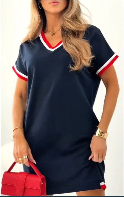Sporty Contrast Trim T-Shirt Dress
