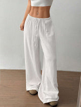 Textured Wide-Leg Drawstring Trousers