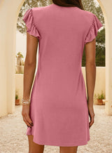 Flutter Sleeve V-Neck Mini Dress