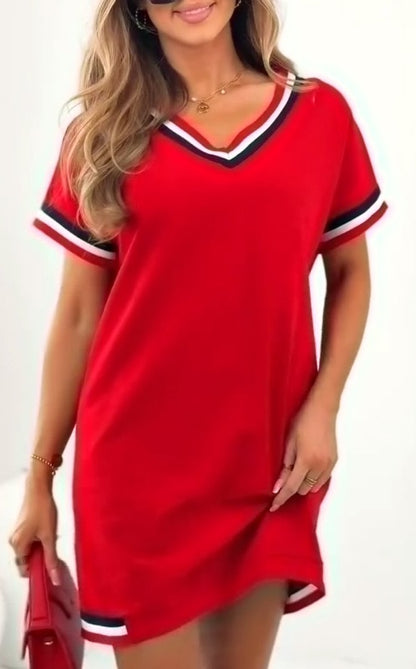 Sporty Contrast Trim T-Shirt Dress