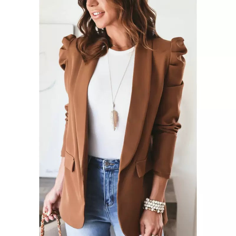 Tailored Blazer with Statement Puff Sleeves