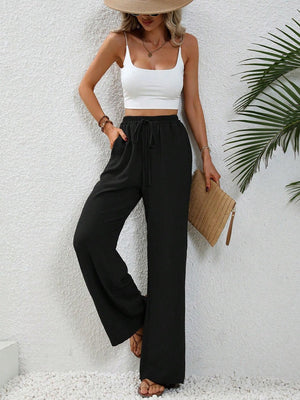 Relaxed Wide-Leg Drawstring Trousers