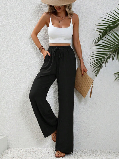 Relaxed Wide-Leg Drawstring Trousers