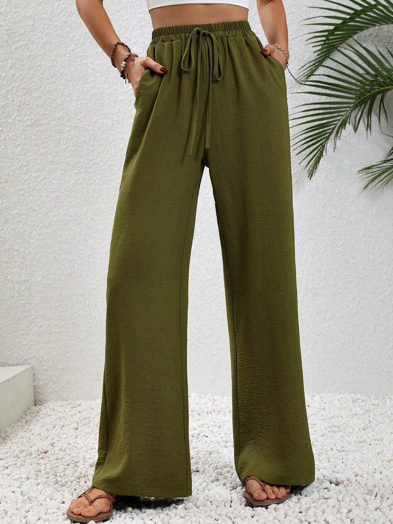Relaxed Wide-Leg Drawstring Trousers