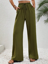 Relaxed Wide-Leg Drawstring Trousers