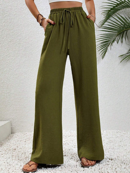 Relaxed Wide-Leg Drawstring Trousers