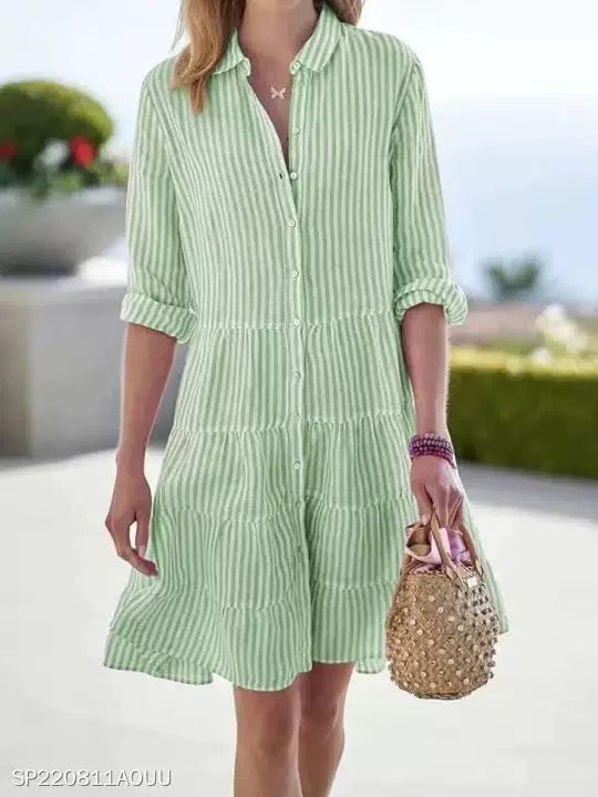 Striped flowy shirt dress