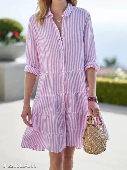 Striped flowy shirt dress