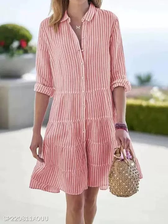 Striped flowy shirt dress