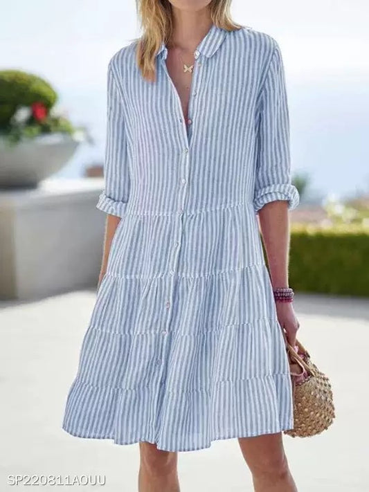Striped flowy shirt dress