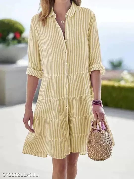 Striped flowy shirt dress
