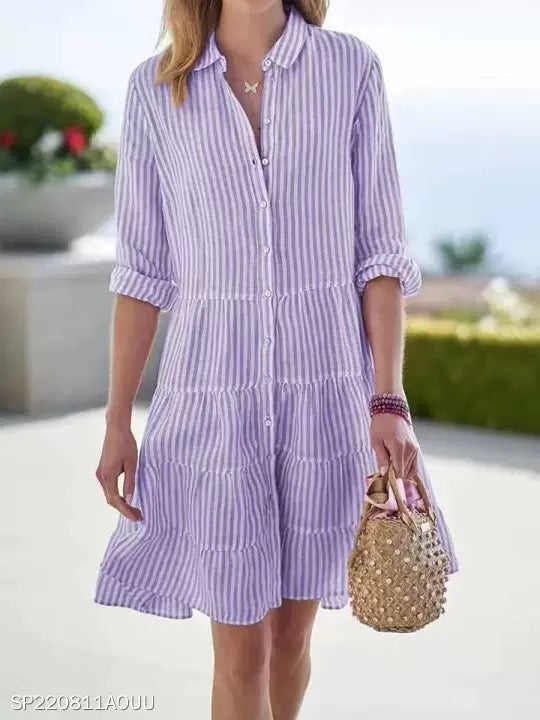 Striped flowy shirt dress