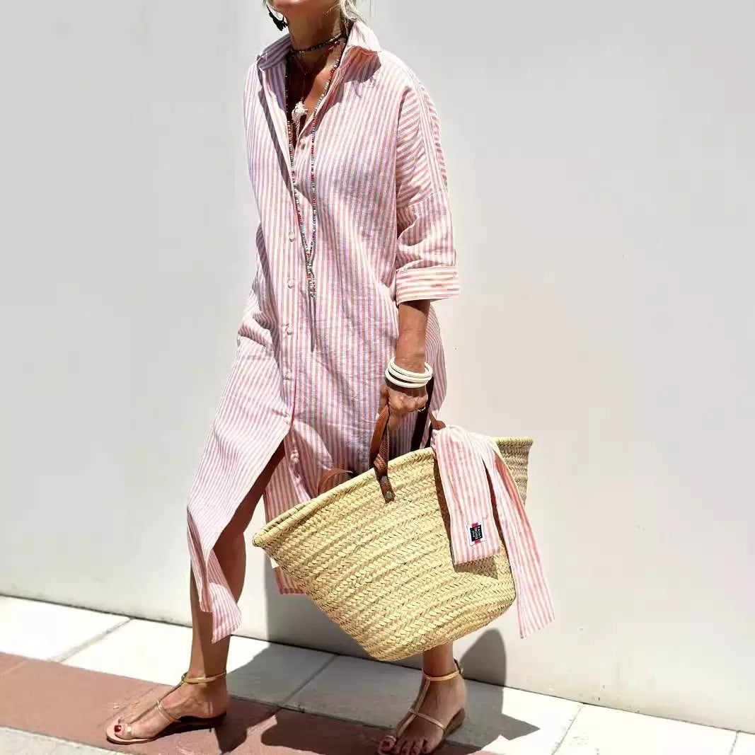 Striped Belted Shirt Dress St. Tropez