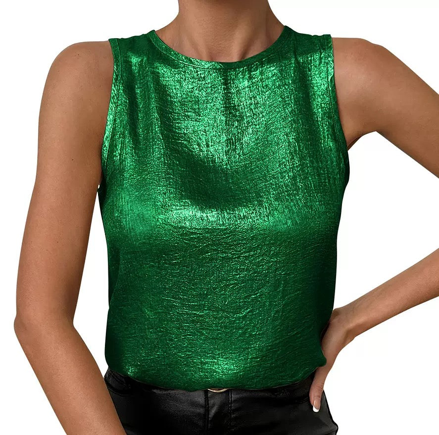 Shimmer Sleeveless Statement Top