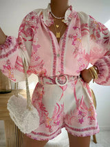 Printed Playsuit with Belt