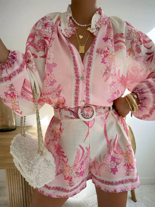 Printed Playsuit with Belt