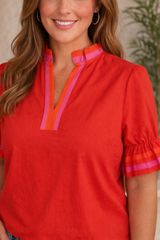 Effortless Charm Blouse with Statement Trim