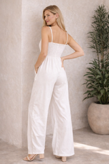 Smocked Wide-Leg Jumpsuit