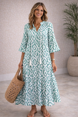 Bohemian  Maxi Dress with Tassel Tie Detail