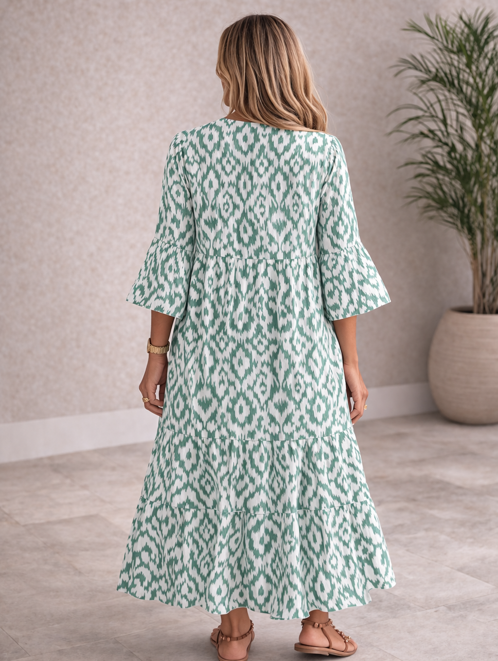 Bohemian  Maxi Dress with Tassel Tie Detail