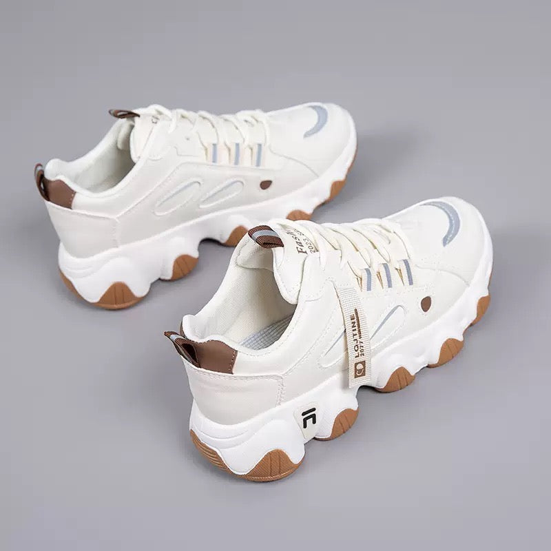 Chunky Lace-Up Trainers with Contrast Sole