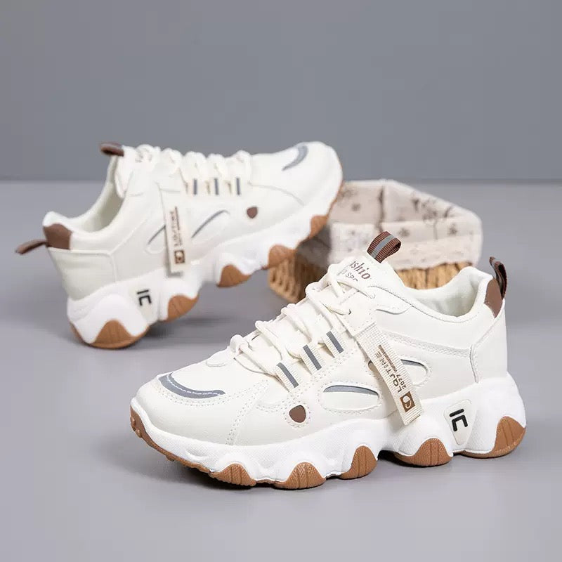 Chunky Lace-Up Trainers with Contrast Sole