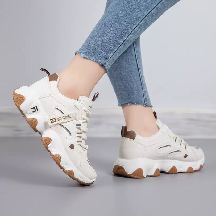 Chunky Lace-Up Trainers with Contrast Sole