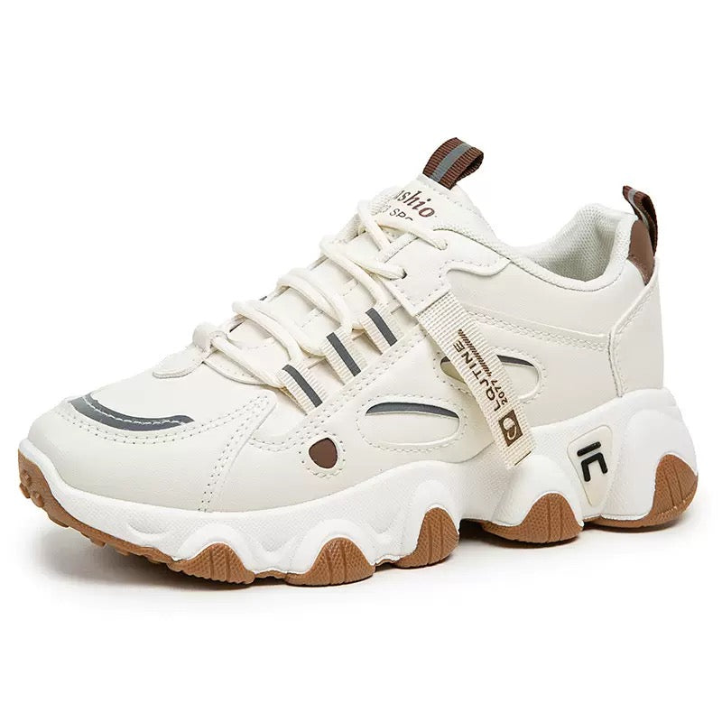Chunky Lace-Up Trainers with Contrast Sole
