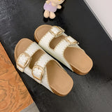 Genuine Leather Double Buckle Sandals